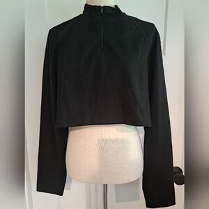 NEW Long-Sleeve Quarter Zip Crop Athletic Top (Black) - LIT ACTIVEWEAR